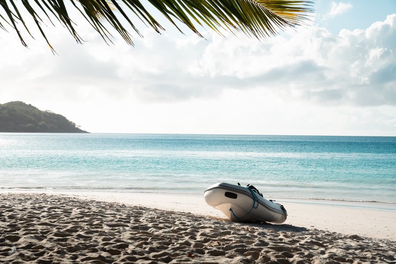 Dinghy at Anse Lazio — Praslin